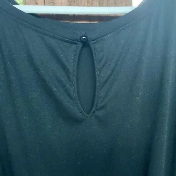 Black short sleeve elastic waist jogger bottom one piece pull-on jumpsuit - Picture 5 of 10